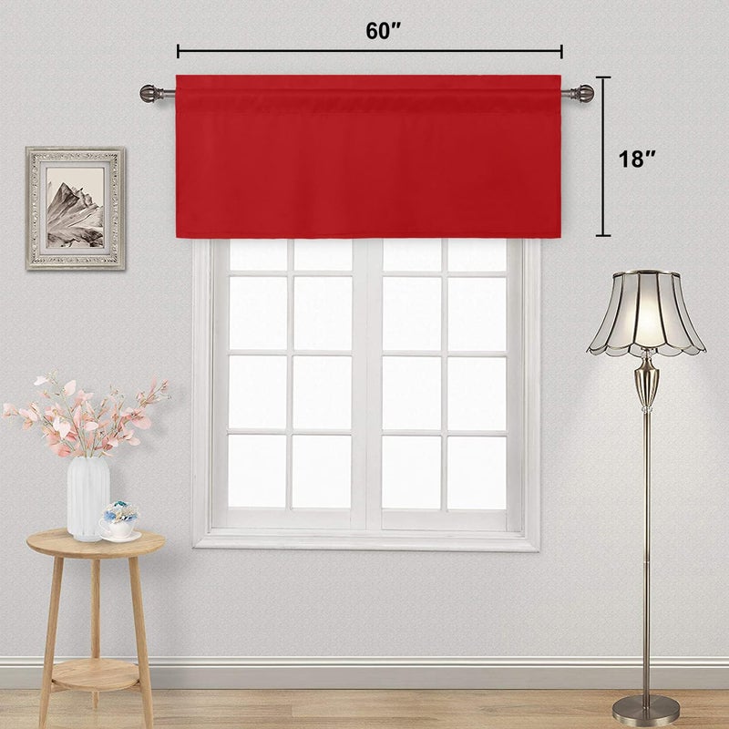DWCN Red Christmas Kitchen Valance for Windows Rod Pocket Window Valance Curtains for Kitchen Bedroom Living Room 60 x 18 inch Long,1 Panel - Image 2